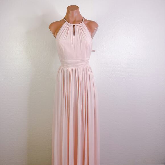 Bill Levkoff #Levkoff Keyhole Neck Chiffon Gown Bridesmaid Maxi Dress Pink 6 NWT - Picture 2 of 12
